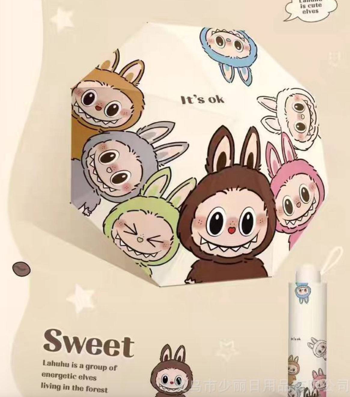 Sombrilla La Bubu – Diseño kawaii orejitas de conejo