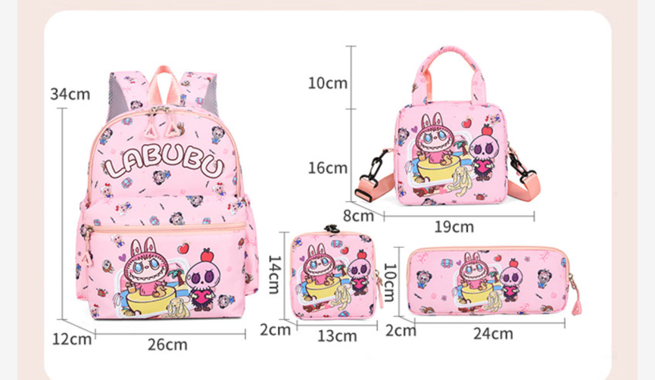 Mochila “Labubu” 3 en 1 – Incluye bolso pequeño y cartuchera (varios diseños)