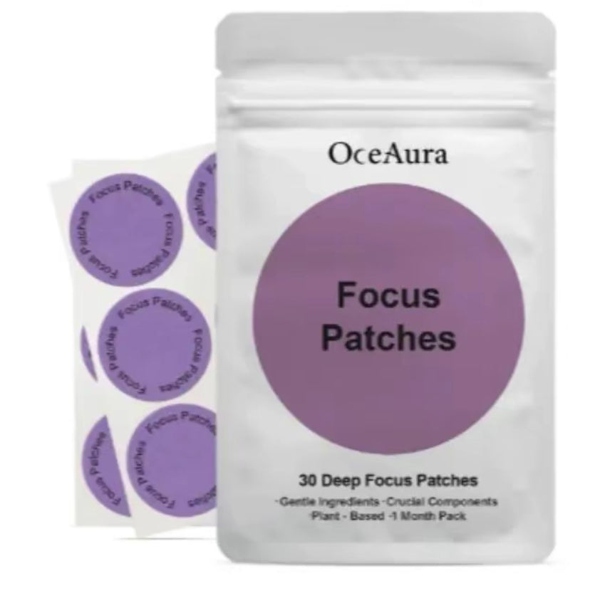 OceAura Focus Patches – 30 Parches de Concentración Profunda
🌿 Ingredientes Naturales | 🌱 Fáciles de Usar | 💜 1 Mes de Suministro
