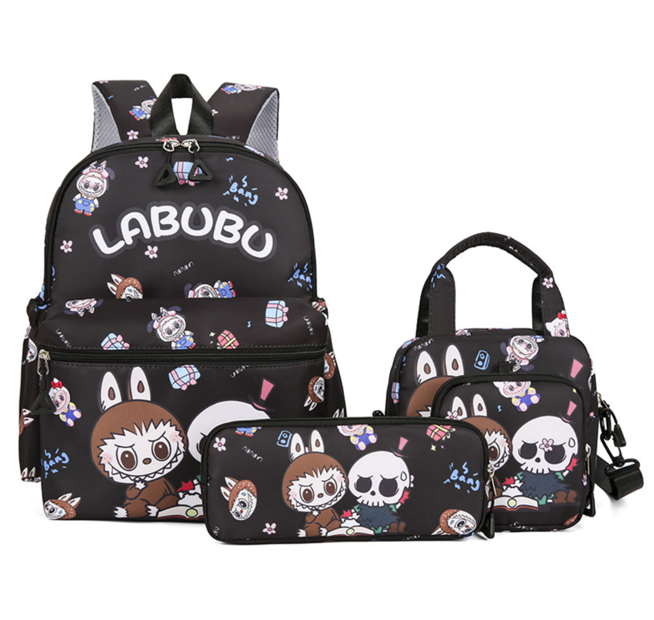 Mochila “Labubu” 3 en 1 – Incluye bolso pequeño y cartuchera (varios diseños)