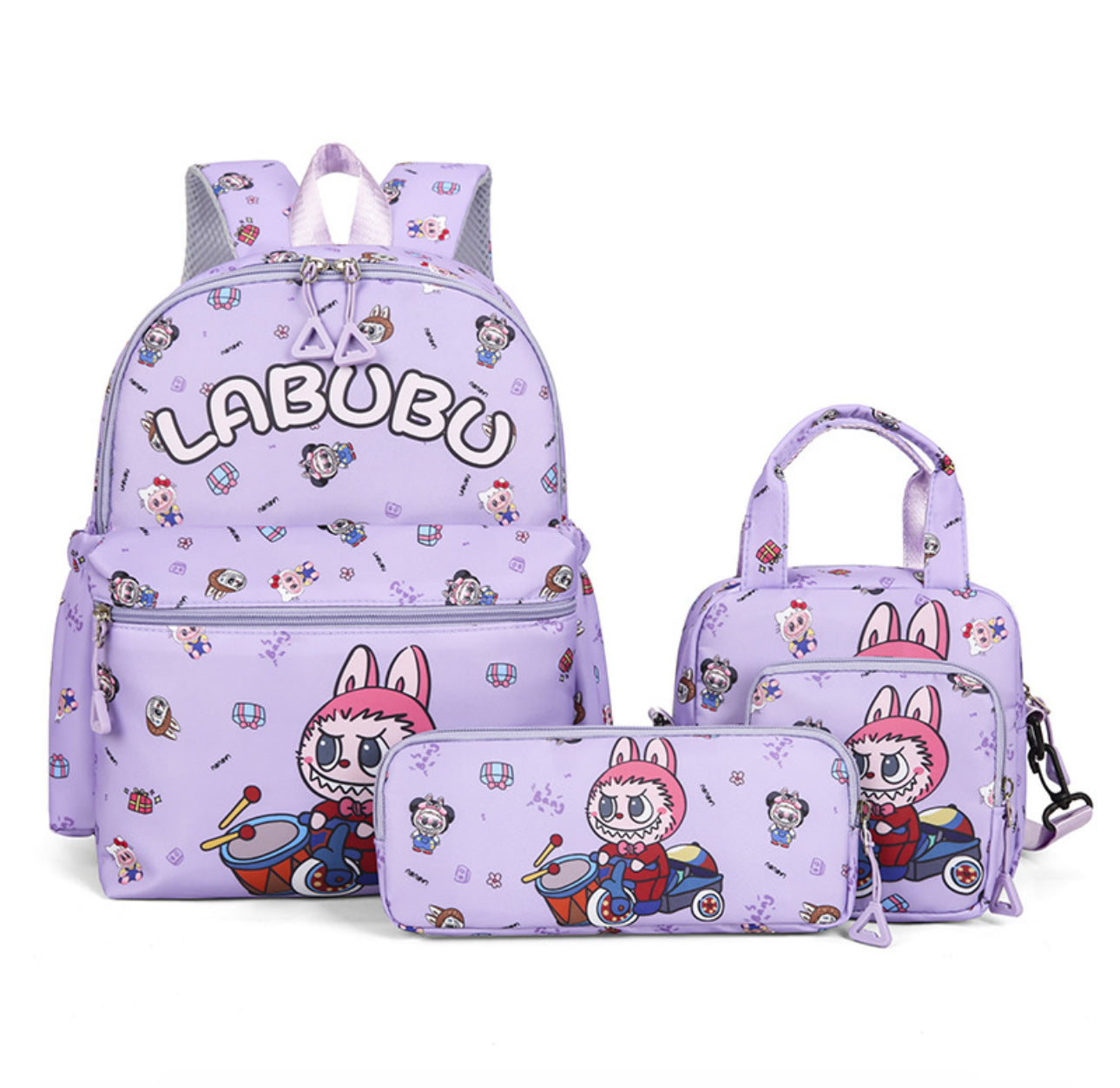 Mochila “Labubu” 3 en 1 – Incluye bolso pequeño y cartuchera (varios diseños)